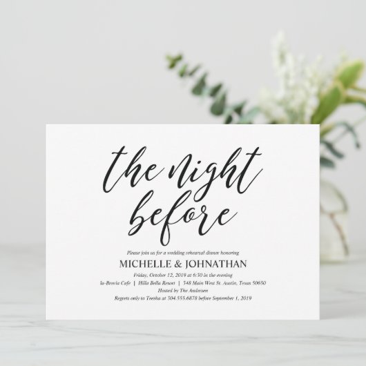 Elegant Rustic Wedding Rehearsal Dinner Invites Kaart (Staand voorkant)
