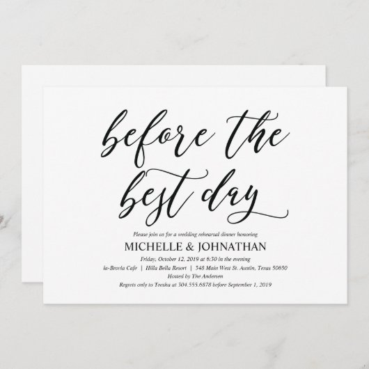 Elegant Rustic Wedding Rehearsal Dinner Invites Kaart (Voorkant / Achterkant)