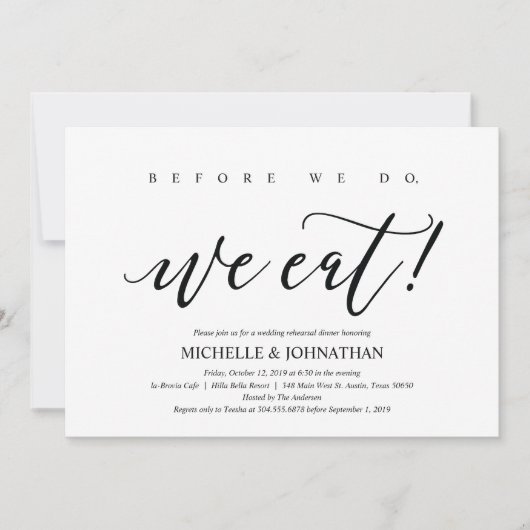 Elegant Rustic Wedding Rehearsal Dinner Invites Kaart (Voorkant)