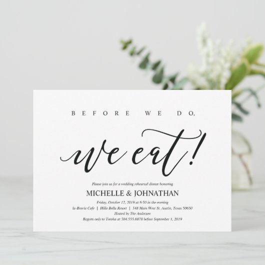 Elegant Rustic Wedding Rehearsal Dinner Invites Kaart (Staand voorkant)
