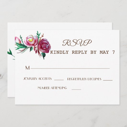 Elegant Rustic Wedding RSVP Kaart (Voorkant / Achterkant)