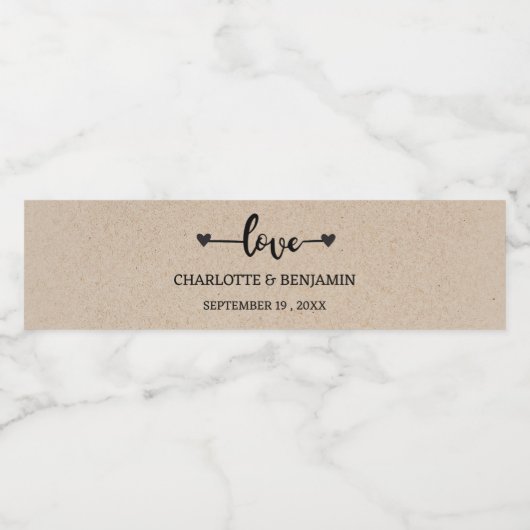 Elegant Rustic Wedding Waterfles Etiket (Enkel label)