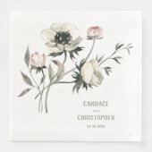 Elegant Rustic White Anemones Floral Servet (Voorkant)