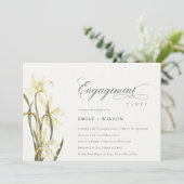 Elegant Rustic White Daffodil Verloving Invite Bedankkaart (Staand voorkant)