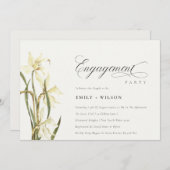 Elegant Rustic White Daffodil Verloving Invite Bedankkaart (Voorkant / Achterkant)