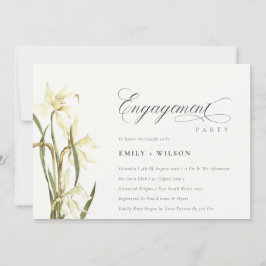 Elegant Rustic White Daffodil Verloving Invite Bedankkaart