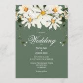 Elegant Rustic White Daisies Modern Green Wedding Kaart (Voorkant)
