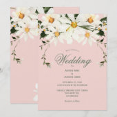 Elegant Rustic White Daisies Modern Pink Wedding Kaart (Voorkant / Achterkant)
