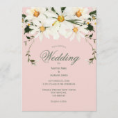Elegant Rustic White Daisies Modern Pink Wedding Kaart (Voorkant)