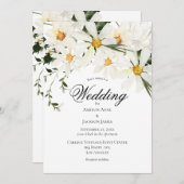 Elegant Rustic White Daisies Modern Wedding Kaart (Voorkant / Achterkant)