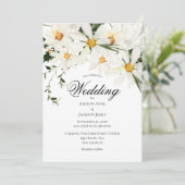 Elegant Rustic White Daisies Modern Wedding Kaart (Staand voorkant)