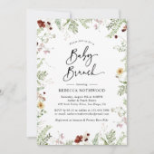 Elegant Rustic Wildflower Baby Brunch Uitnodiging (Voorkant)