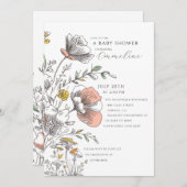 Elegant Rustic Wildflower Baby Shower  Kaart (Voorkant / Achterkant)