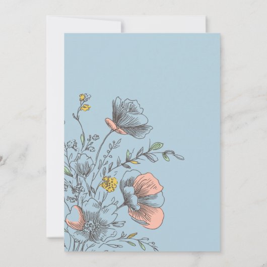 Elegant Rustic Wildflower Blue Baby Shower  Kaart (Achterkant)