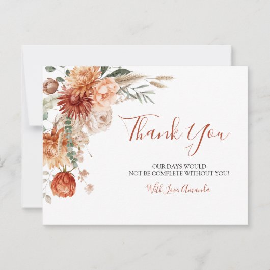 Elegant Rustic Wildflower Fall in Love Baby Shower Bedankkaart (Voorkant)