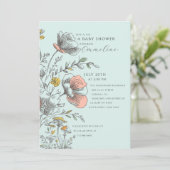 Elegant Rustic Wildflower Mint Green Baby Shower  Kaart (Staand voorkant)