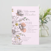 Elegant Rustic Wildflower Pink Baby Shower Kaart (Staand voorkant)