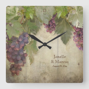 Elegant Rustic Winery Fall Wedding Gift Vierkante Klok