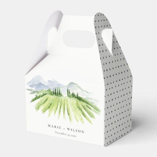 Elegant Rustic Winery Vineyard Mountain Wedding Bedankdoosjes (Voorkant Zijde)