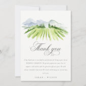 Elegant Rustic Winery Vineyard Mountain Wedding Bedankkaart (Voorkant)