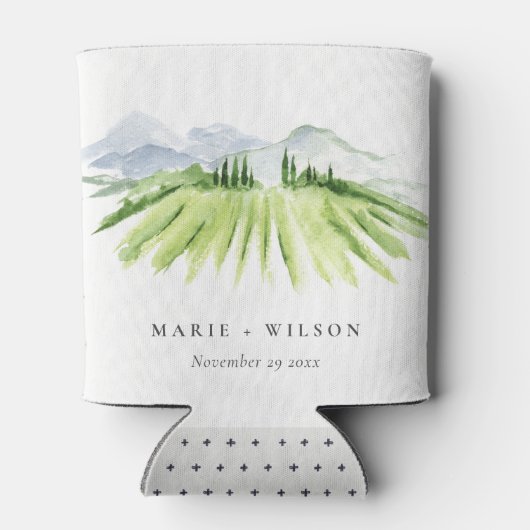 Elegant Rustic Winery Vineyard Mountain Wedding Blikjeskoeler (Achterkant)