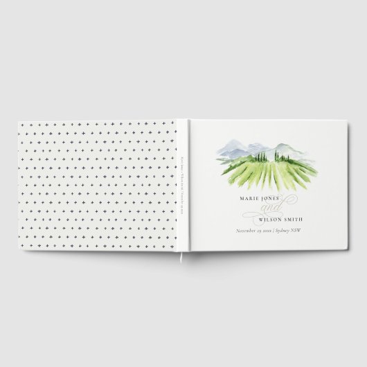 Elegant Rustic Winery Vineyard Mountain Wedding Gastenboek (Volledig)
