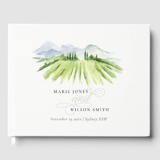 Elegant Rustic Winery Vineyard Mountain Wedding Gastenboek (Voorkant)