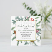 Elegant Rustic Winter Botanical Holiday Party Invi Kaart (Staand voorkant)