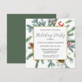 Elegant Rustic Winter Botanical Holiday Party Kaart (Voorkant / Achterkant)
