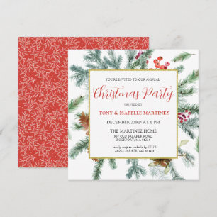 Elegant Rustic Winter Botanische Kerstfeest Kaart