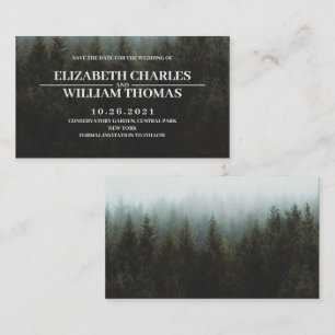 Elegant Rustic Winter Forest Save the Date Card Informatiekaartje