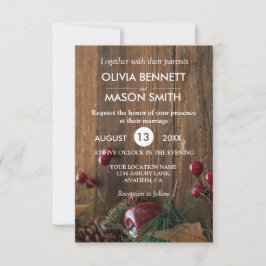 Elegant Rustic Winter Wood Wedding Invite Kaart