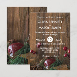 Elegant Rustic Winter Wood Wedding Invite Kaart