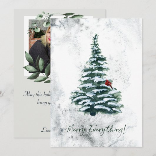 Elegant Rustic Winter Woodland - kerstfoto Feestdagenkaart (Voorkant / Achterkant)