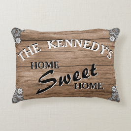Elegant  Rustic Wood Aangepaste Familienaam Decoratief Kussen