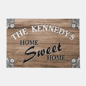 Elegant  Rustic Wood Aangepaste Familienaam Deurmat (Voorkant)