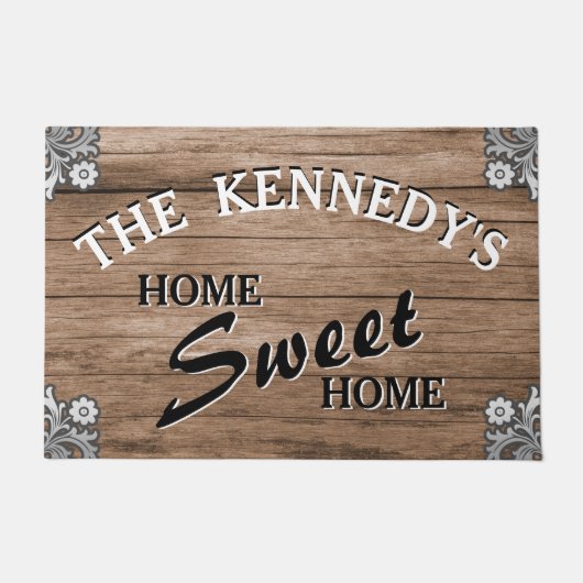 Elegant  Rustic Wood Aangepaste Familienaam Deurmat (Voorkant)
