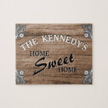 Elegant  Rustic Wood Aangepaste Familienaam Legpuzzel<br><div class="desc">Perfect geschenk voor de opwarming van de aarde. Pas het aan met uw familienaam en uw favoriete achtergrondafbeelding.</div>