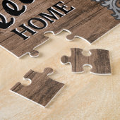 Elegant  Rustic Wood Aangepaste Familienaam Legpuzzel (Zijkant)