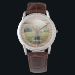 Elegant Rustic Wood Aangepaste naam Foto Horloge<br><div class="desc">Perfect cadeautje voor grootouders! Dit supermoderne horloge kenmerkt een favoriete foto samen met uw gepersonaliseerde naam op een middelgrote bruine het paneelachtergrond van hout.</div>