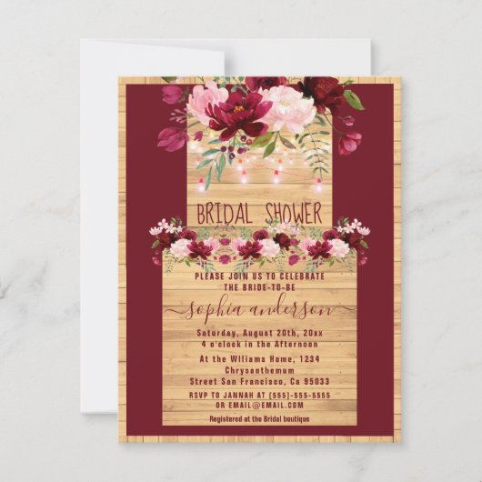 Elegant Rustic Wood & Blush Floral Vrijgezellenfee Kaart (Voorkant)
