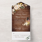 Elegant Rustic Wood Blush Rozen Weddenschap All In One Uitnodiging (Binnen)
