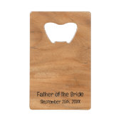 Elegant Rustic Wood Grain Vader van de Bride Creditkaart Flessenopener (Voorkant)