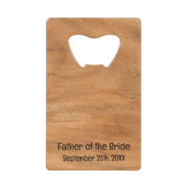 Elegant Rustic Wood Grain Vader van de Bride Creditkaart Flessenopener