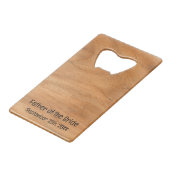 Elegant Rustic Wood Grain Vader van de Bride Creditkaart Flessenopener (Voorkant Gekanteld)