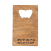 Elegant Rustic Wood Grain Vader van de Bride Creditkaart Flessenopener (Achterkant)