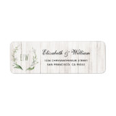 Elegant Rustic Wood & Greenery Return Address Etiket (Voorkant)