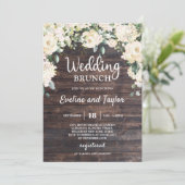 Elegant rustic wood greenery white floral rozen kaart (Staand voorkant)