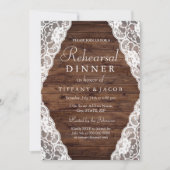 Elegant Rustic Wood Lace Rehearsal Dinner Kaart (Voorkant)