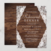 Elegant Rustic Wood Lace Rehearsal Dinner Kaart (Voorkant / Achterkant)